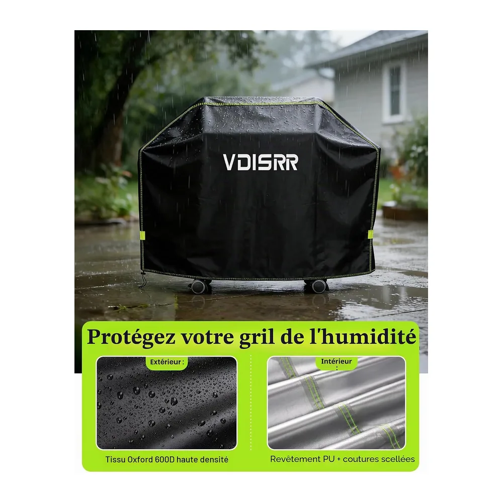 VDISRR Housse Barbecue Exterieur, Résistante de 600D Oxford Housse Plancha Impermeable