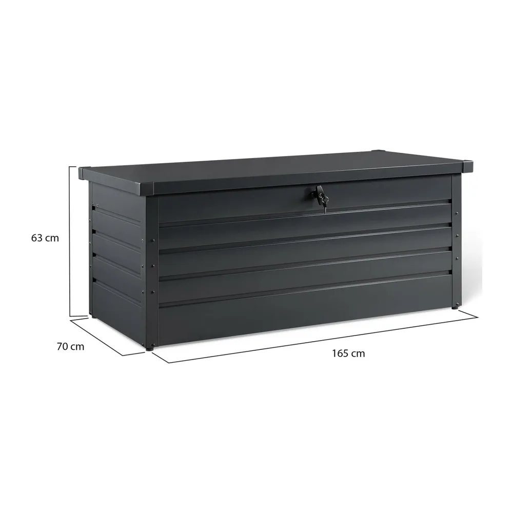 IDMarket - Coffre de Rangement métal verrouillable Gris Anthracite pour Jardin 600L