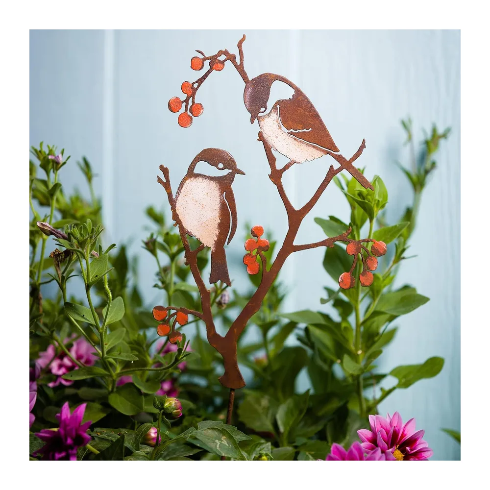 Oiseaux Décoration Jardin Exterieur sculptures en Métal Colorés 58cm