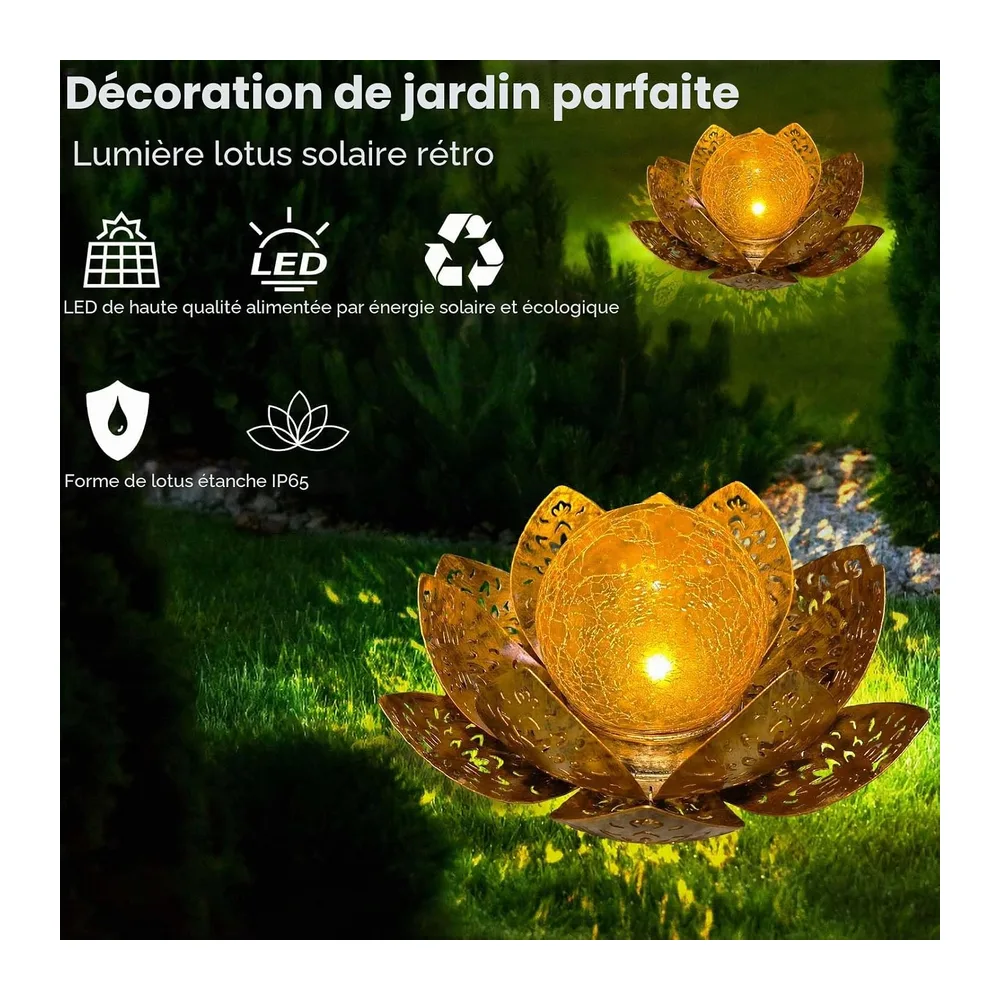 Lampe Solaire Exterieur Lotus Décoration de Jardin Deco Jardin Exterieur Lumière Chaude