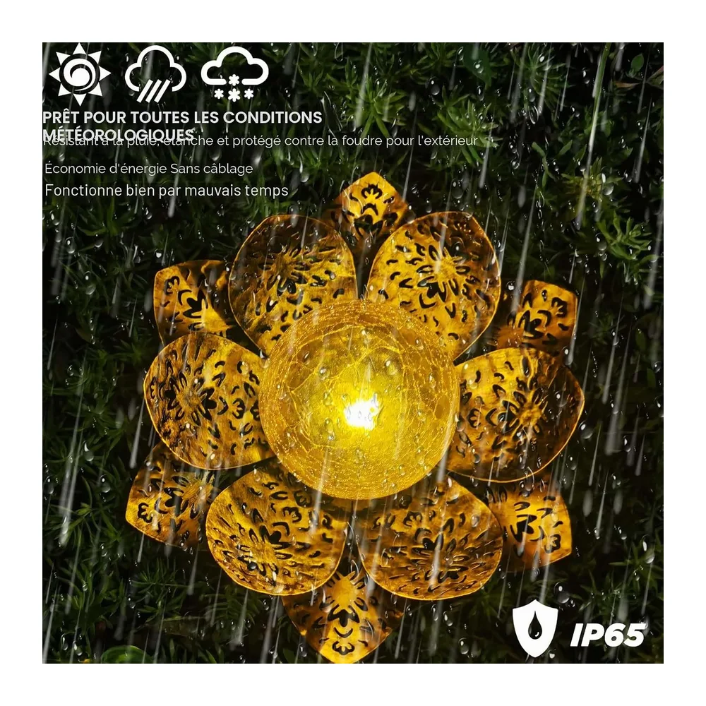Lampe Solaire Exterieur Lotus Décoration de Jardin Deco Jardin Exterieur Lumière Chaude