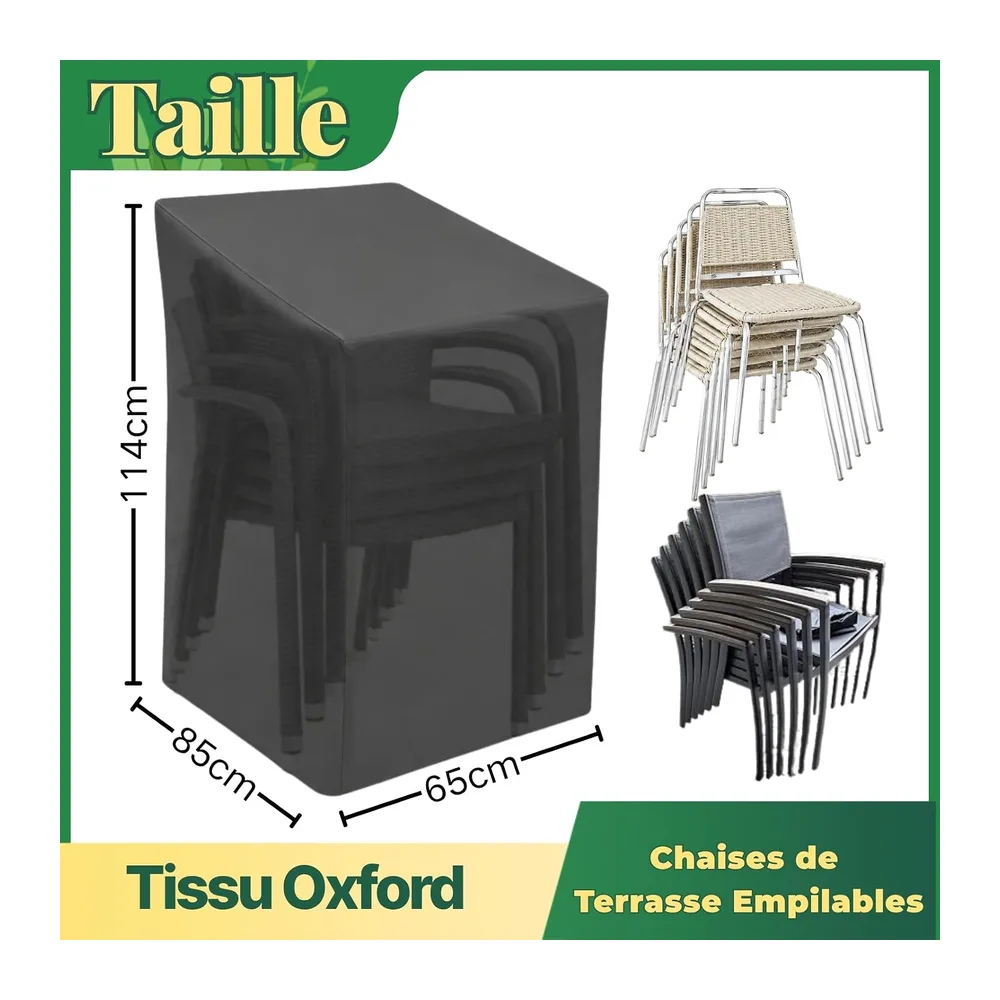 JTNero Housses de Chaises de Jardin Exterieur Imperméable Oxford 210D Noir