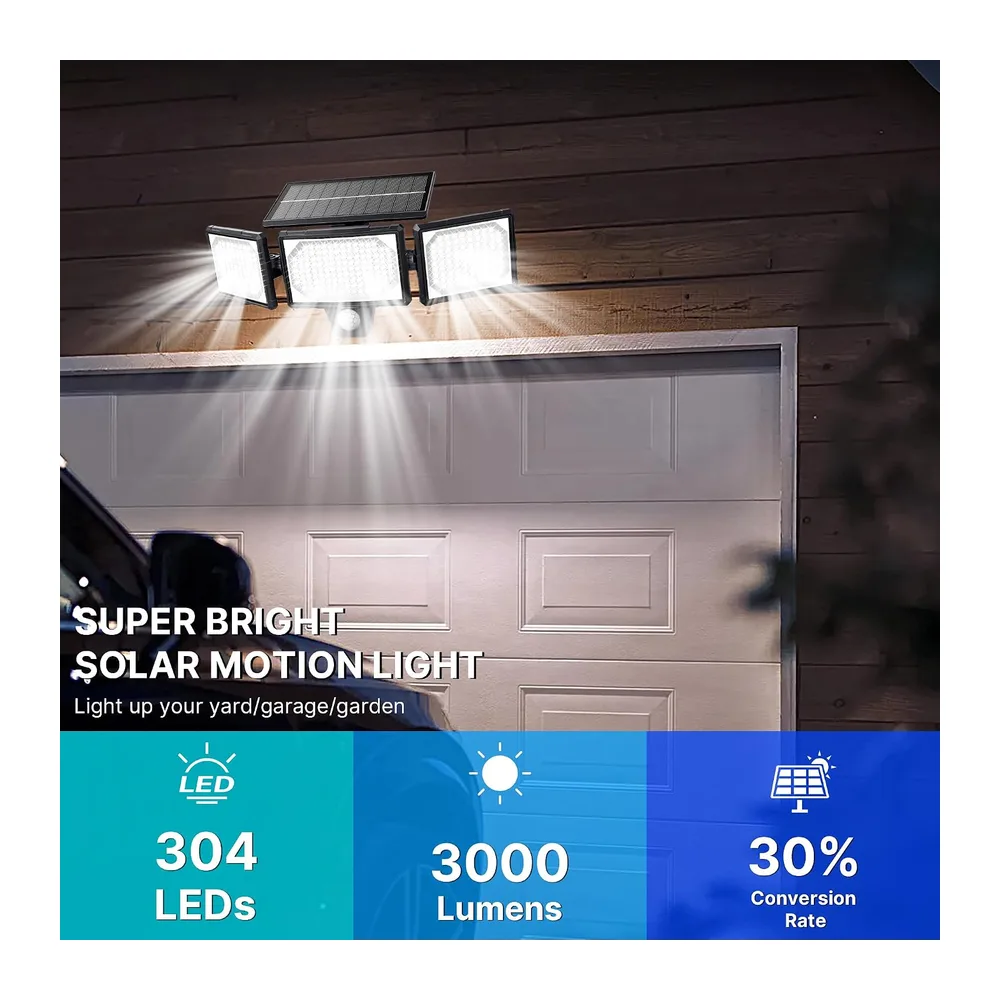 [Lot de 2] Lampes Solaires Extérieur Puissante - 304LED Projecteur Lumière Solaire
