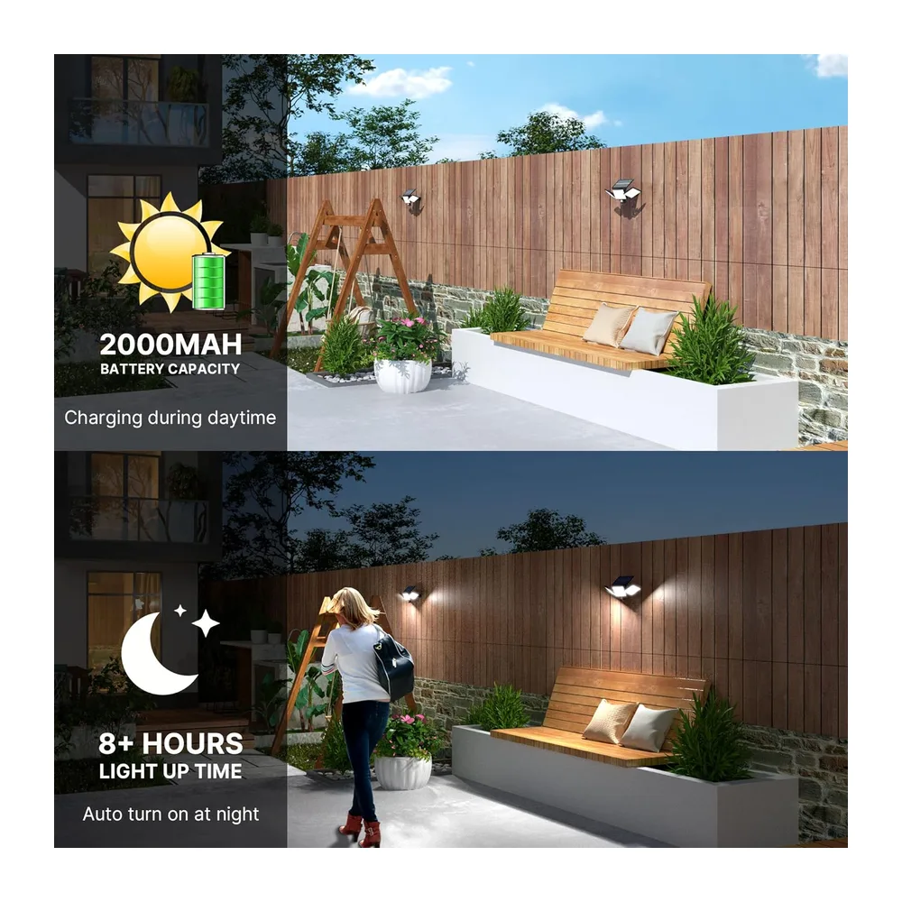 [Lot de 2] Lampes Solaires Extérieur Puissante - 304LED Projecteur Lumière Solaire