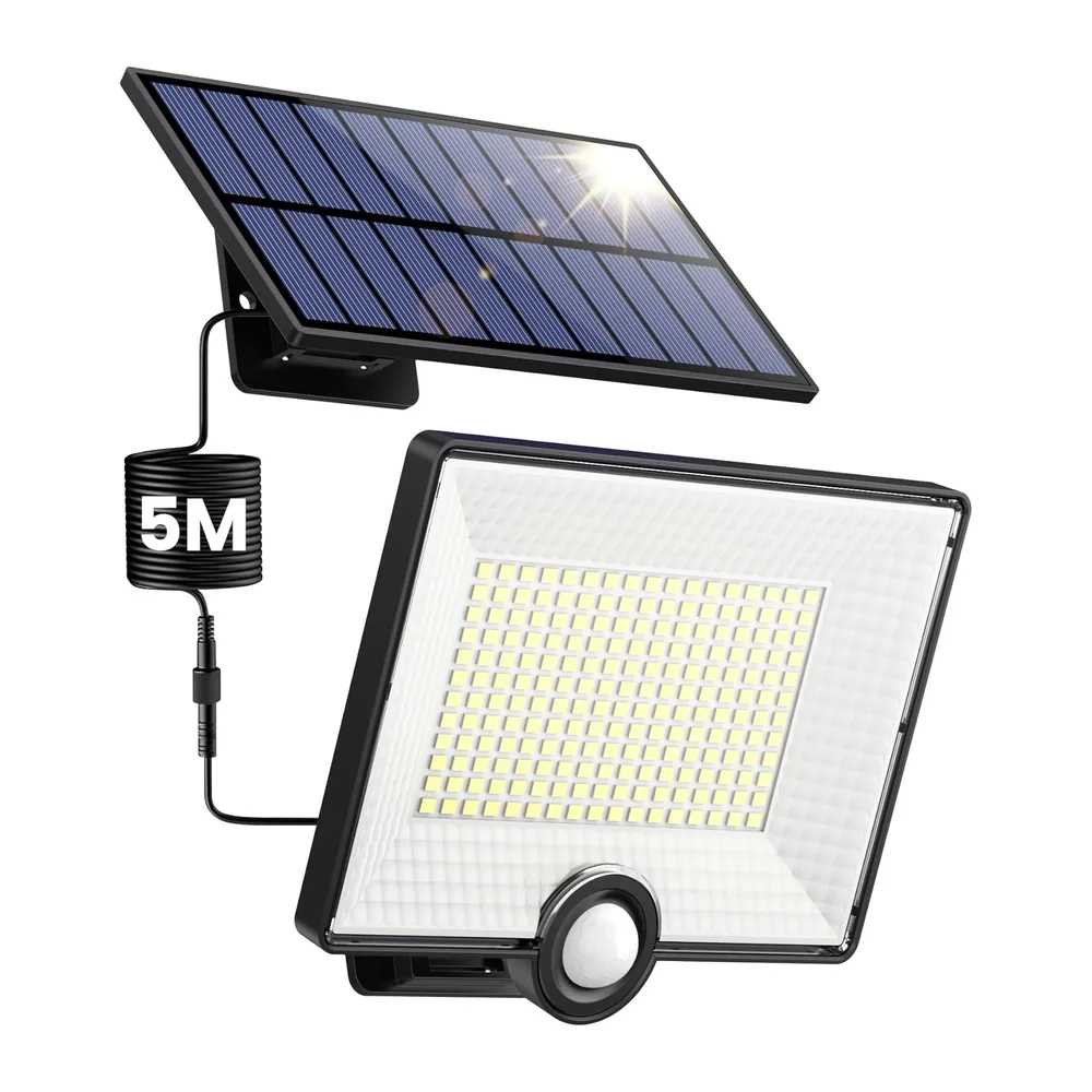 Pxwaxpy Lampe Solaire Extérieur Détecteur de Mouvement, [3 Modes/204LED/2000LM] Lumière