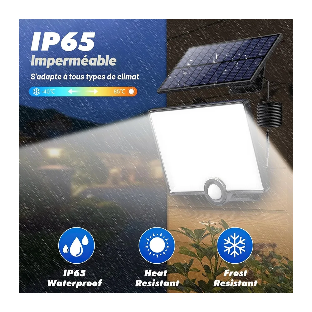 Pxwaxpy Lampe Solaire Extérieur Détecteur de Mouvement, [3 Modes/204LED/2000LM] Lumière