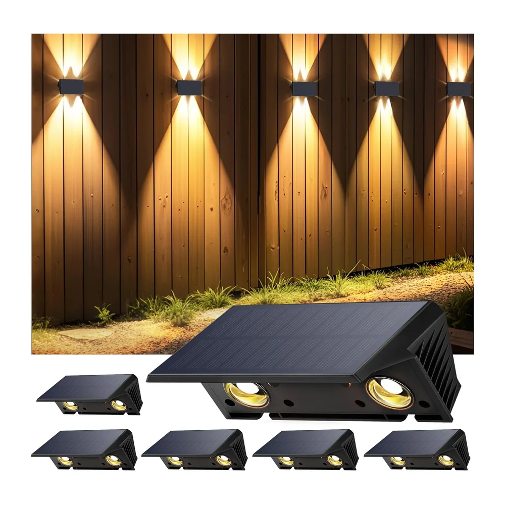 Applique Solaire Extérieur, 6 Articles Haut & Bas Applique Murale Solaire Blanc Chaud