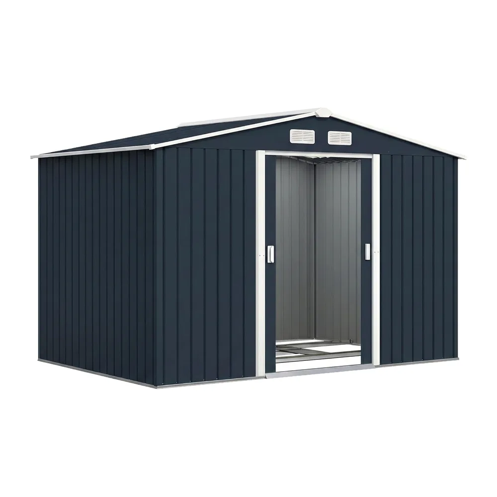 Outsunny Abri de Jardin Acier Galvanisé XXL 5,4 m² Kit FondationGris Foncé