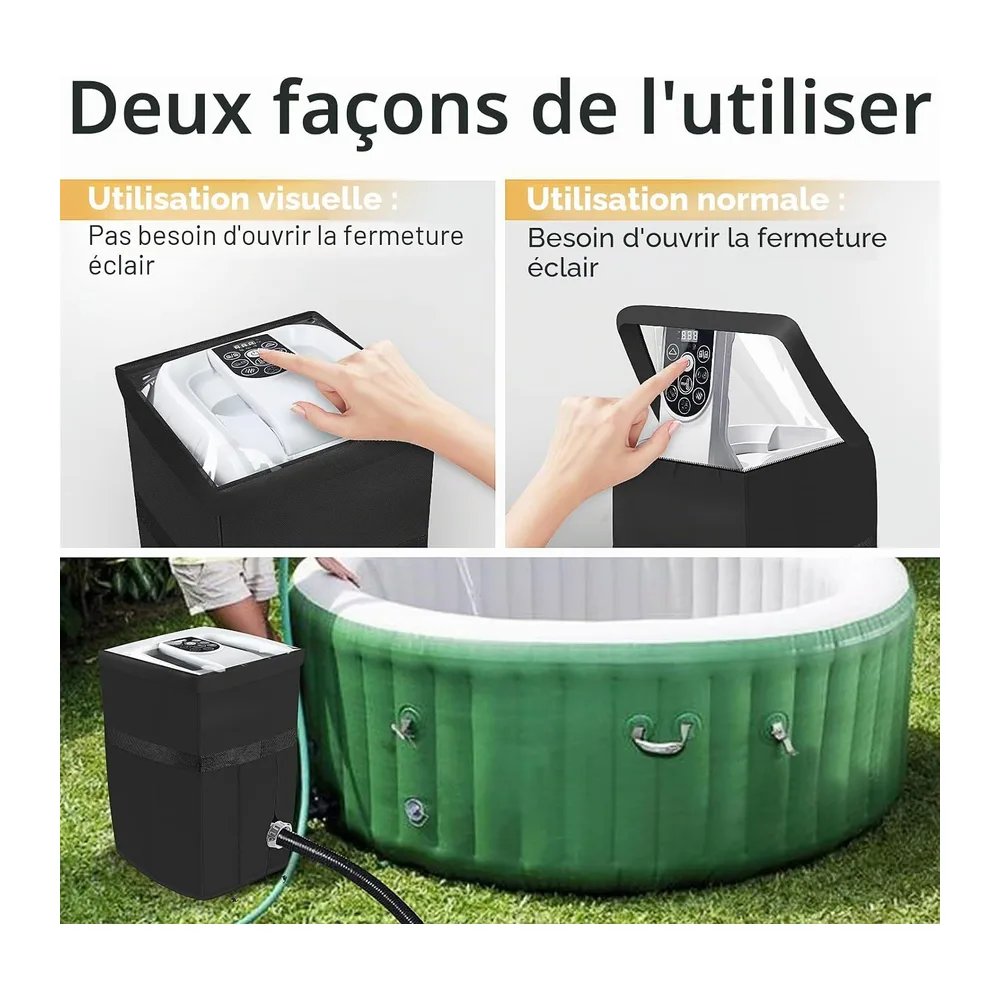 TOHONFOO Housse de Pompe Gonflable Robuste pour Jacuzzi avec Ouverture à Fermeture éclair