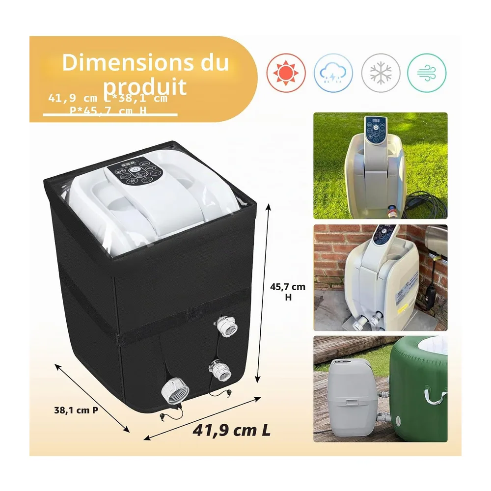 TOHONFOO Housse de Pompe Gonflable Robuste pour Jacuzzi avec Ouverture à Fermeture éclair