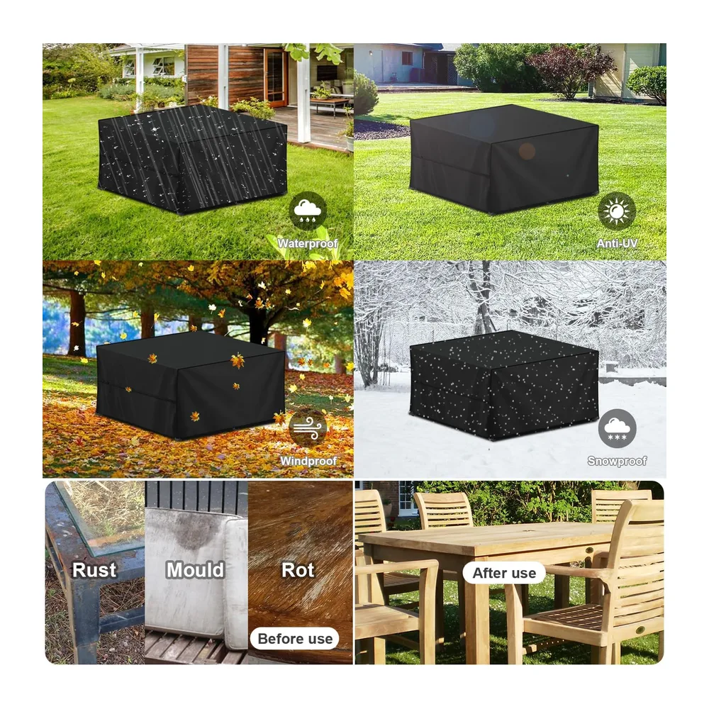 LAMUNI Housse Table de Jardin, 140x90x75cm Bâche Salon de Jardin