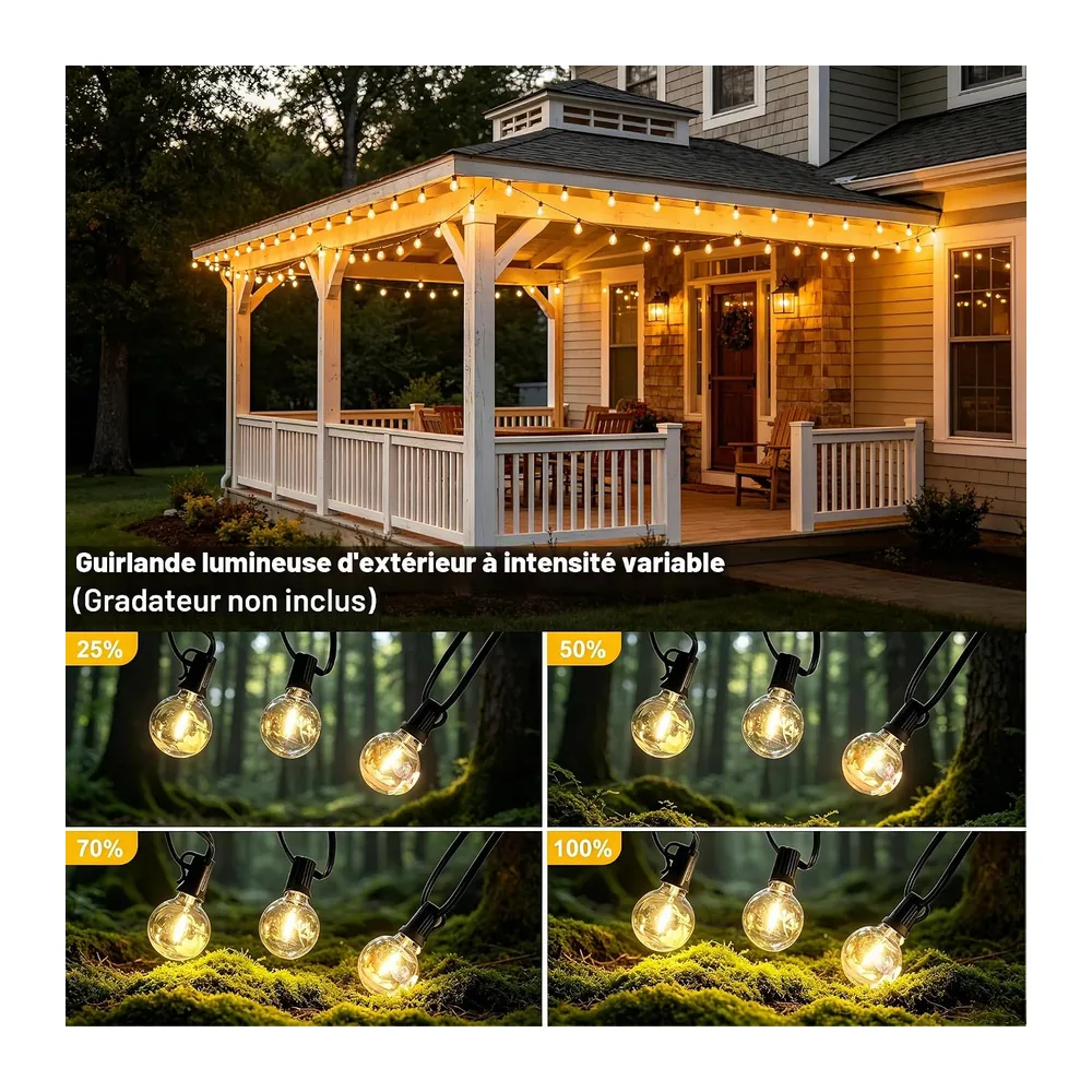 Guirlande Lumineuse Exterieure 30M, IP45 Imperméable Incassable