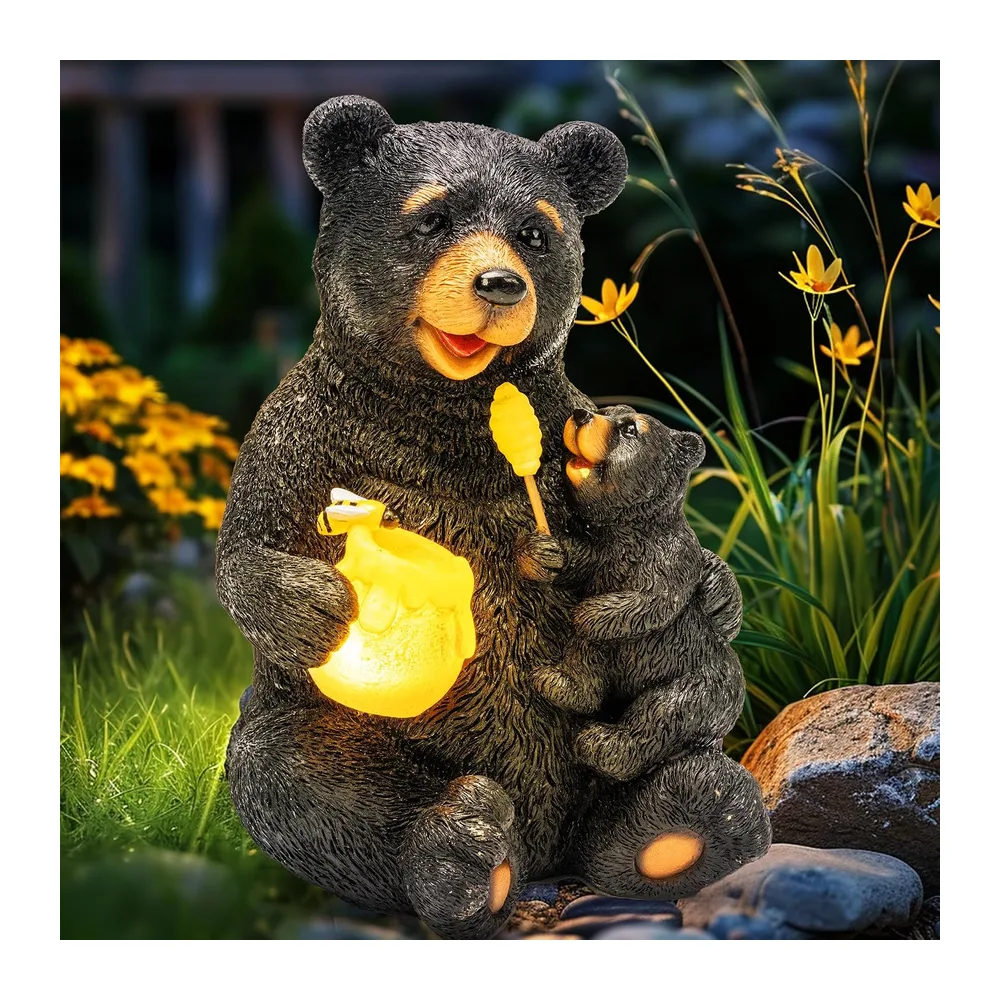 GIGALUMI Statues de Jardin solaires en Forme d'ours Aimant pour extérieur, Cour, décoration de Jardin, Cadeaux Uniques d