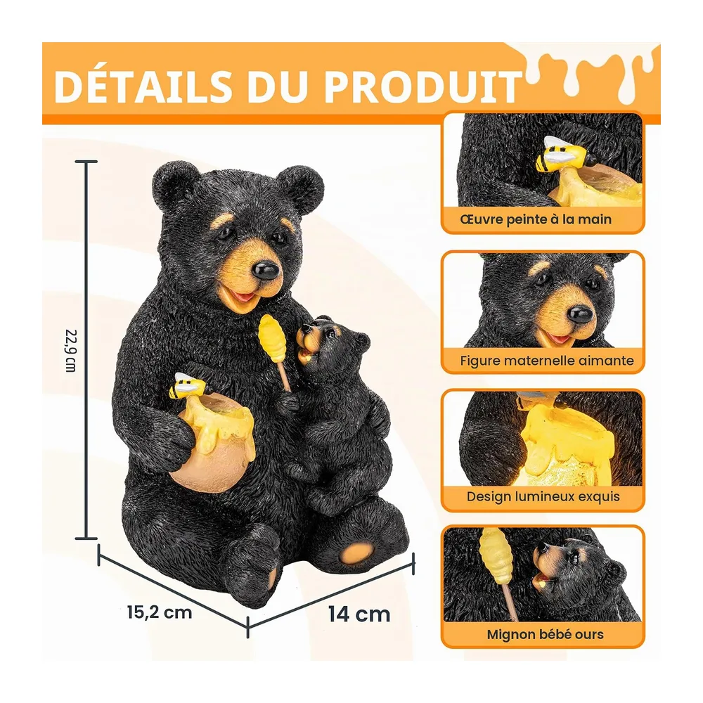 GIGALUMI Statues de Jardin solaires en Forme d'ours Aimant pour extérieur, Cour, décoration de Jardin, Cadeaux Uniques d