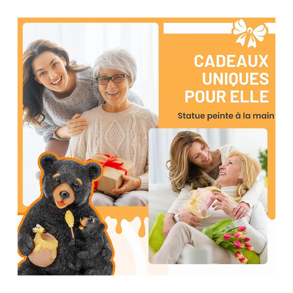 GIGALUMI Statues de Jardin solaires en Forme d'ours Aimant pour extérieur, Cour, décoration de Jardin, Cadeaux Uniques d