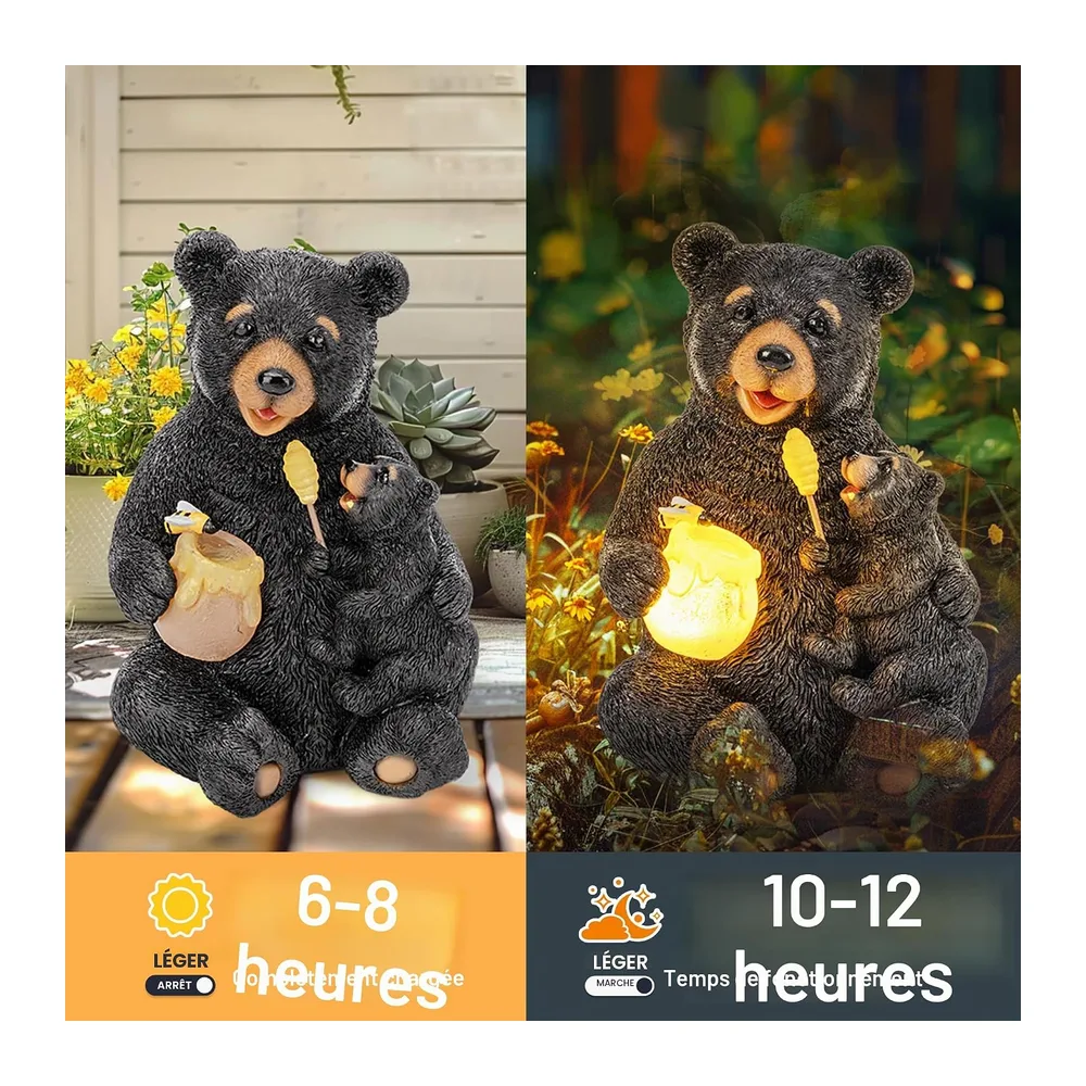 GIGALUMI Statues de Jardin solaires en Forme d'ours Aimant pour extérieur, Cour, décoration de Jardin, Cadeaux Uniques d