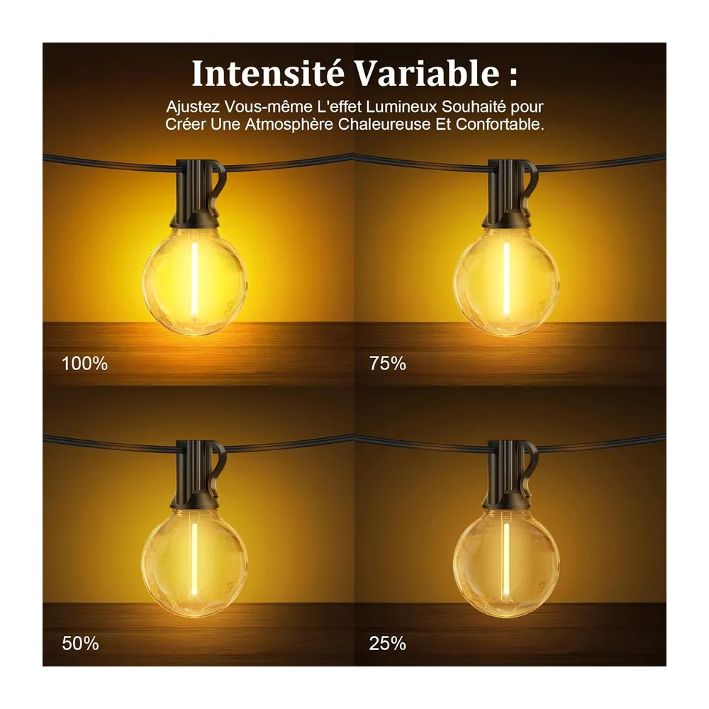 Guirlande Lumineuse Guinguette Exterieur - 20M G40 LED Exterieure Ampoules