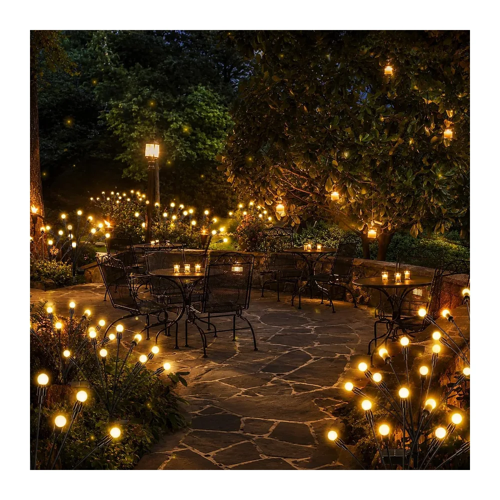 Lampe Solaire Extérieur Jardin, 4 Pièces 10 LED Lampe Luciole Solaire Étanches IP65