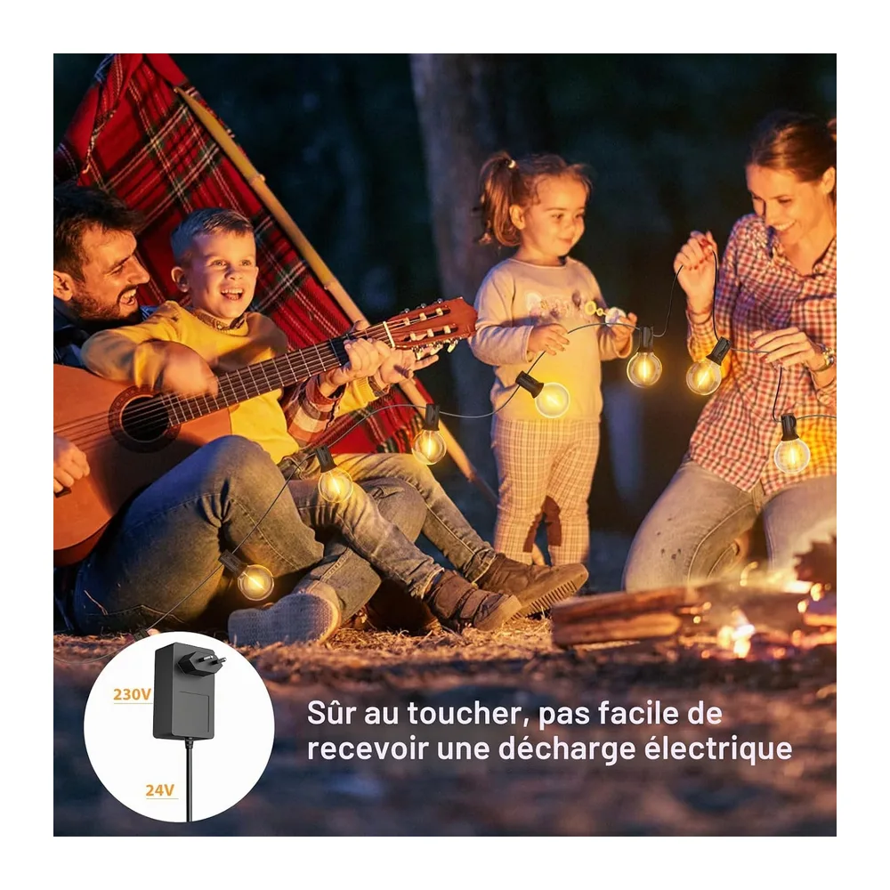 Guirlande Lumineuse Exterieure 45M, Guirlande Guinguette avec G40 75+2 LED Ampoules