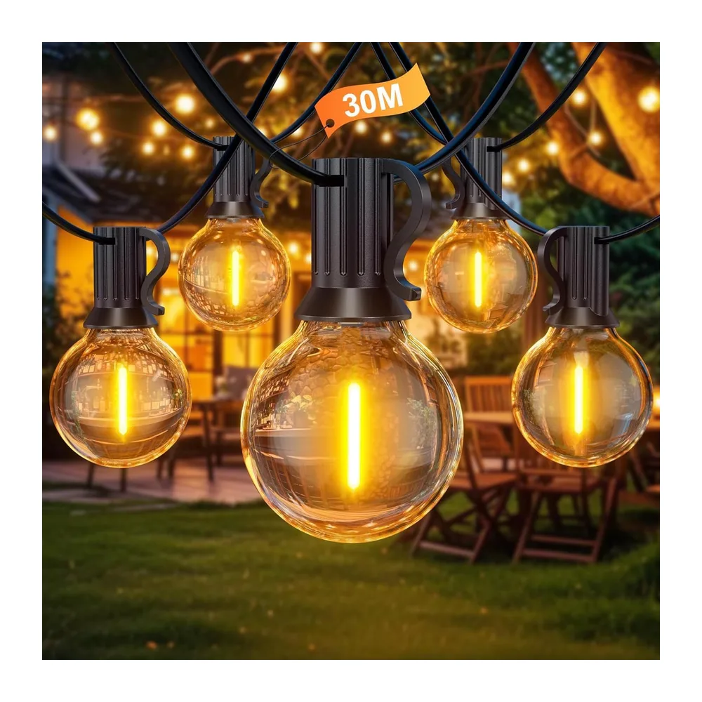 Guirlande Lumineuse 30M, Guirlande Guinguette avec G40 50+2 LED Ampoules, Imperméable