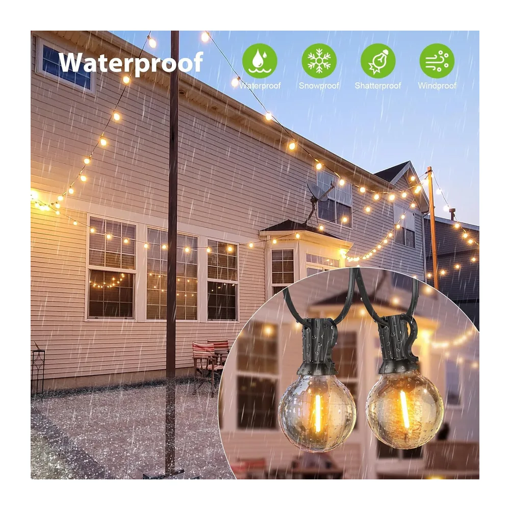 Guirlande Lumineuse 30M, Guirlande Guinguette avec G40 50+2 LED Ampoules, Imperméable