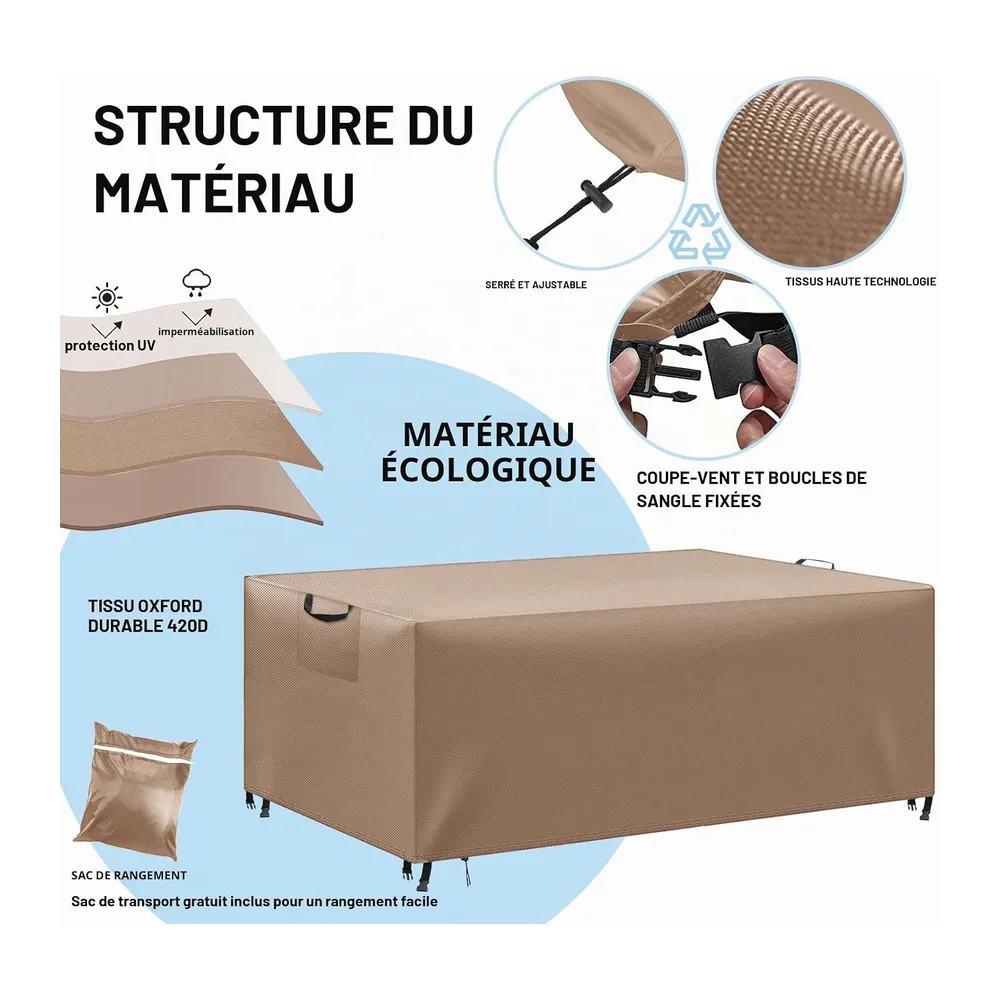 Housse Table et Salon de Jardin Extérieur, Imperméable Anti-UV, 420D Tissu Oxford