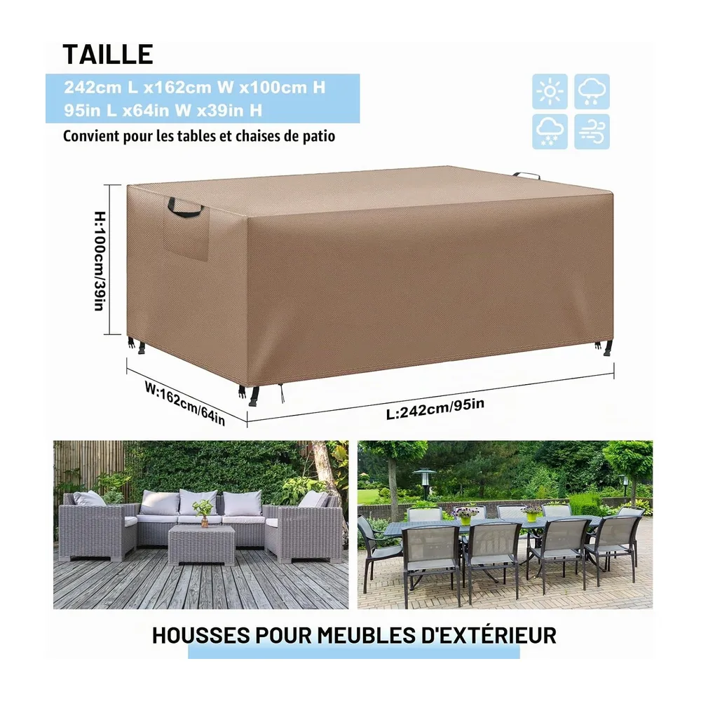 Housse Table et Salon de Jardin Extérieur, Imperméable Anti-UV, 420D Tissu Oxford
