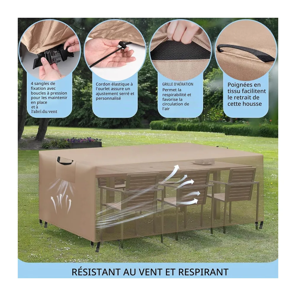Housse Table et Salon de Jardin Extérieur, Imperméable Anti-UV, 420D Tissu Oxford