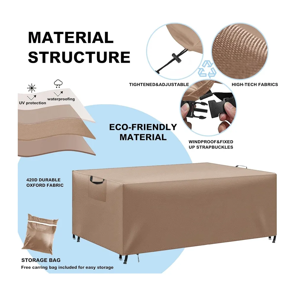 Housse de protection pour meubles de jardin, imperméable, coupe-vent, anti-UV, charges