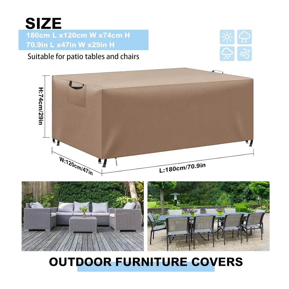 Housse de protection pour meubles de jardin, imperméable, coupe-vent, anti-UV, charges