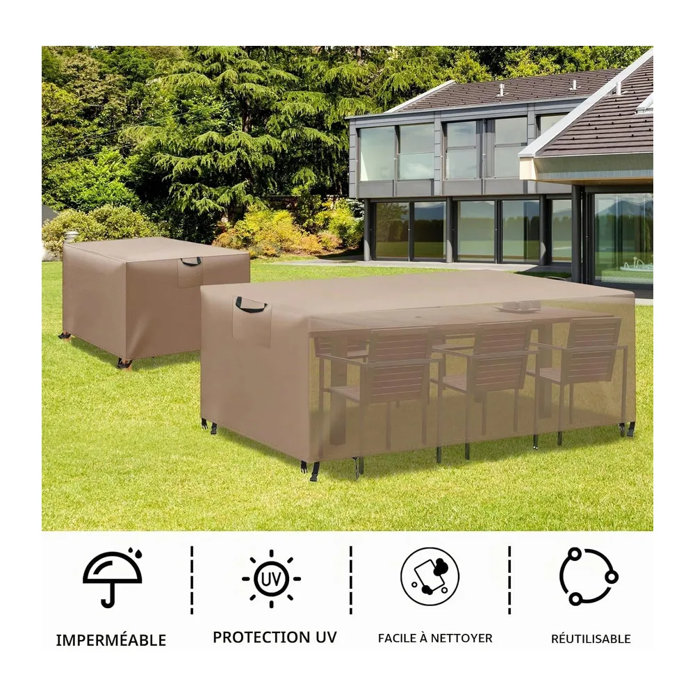 Housse de protection pour meubles de jardin, imperméable, coupe-vent, anti-UV, charges lourdes, tissu Oxford 420D, pour 