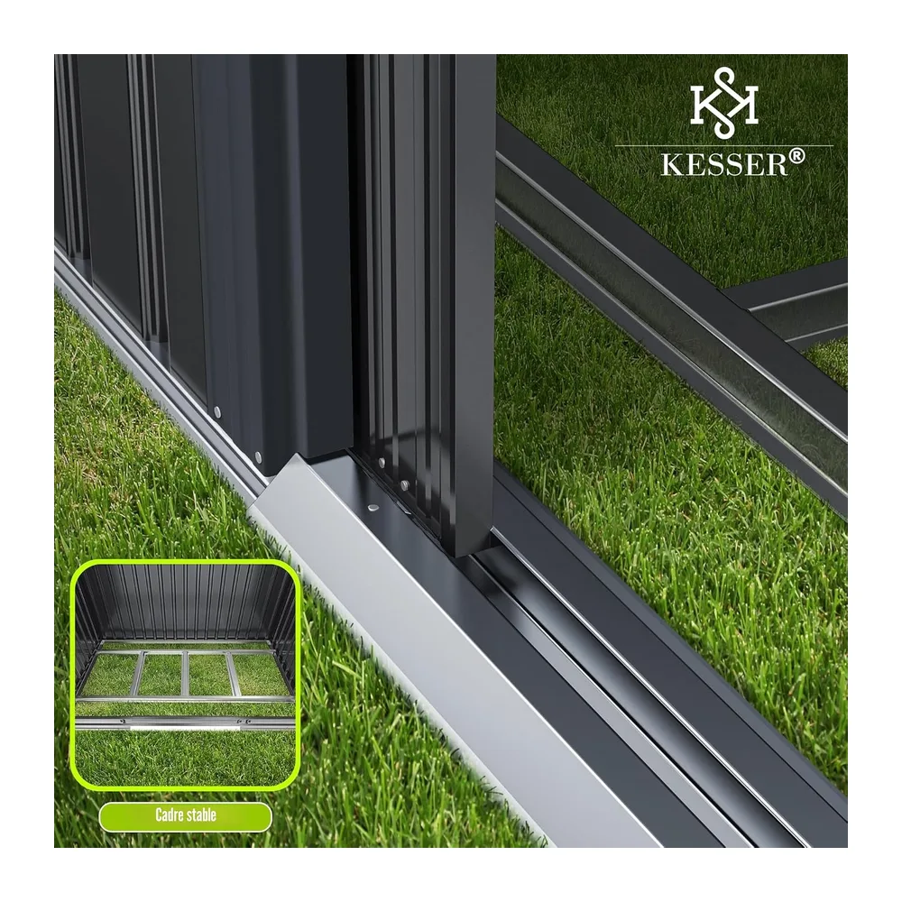 KESSER® Abri de Jardin XL en métal de 4,2 m³ avec Fondation, Gants de Travail, 182 x 118