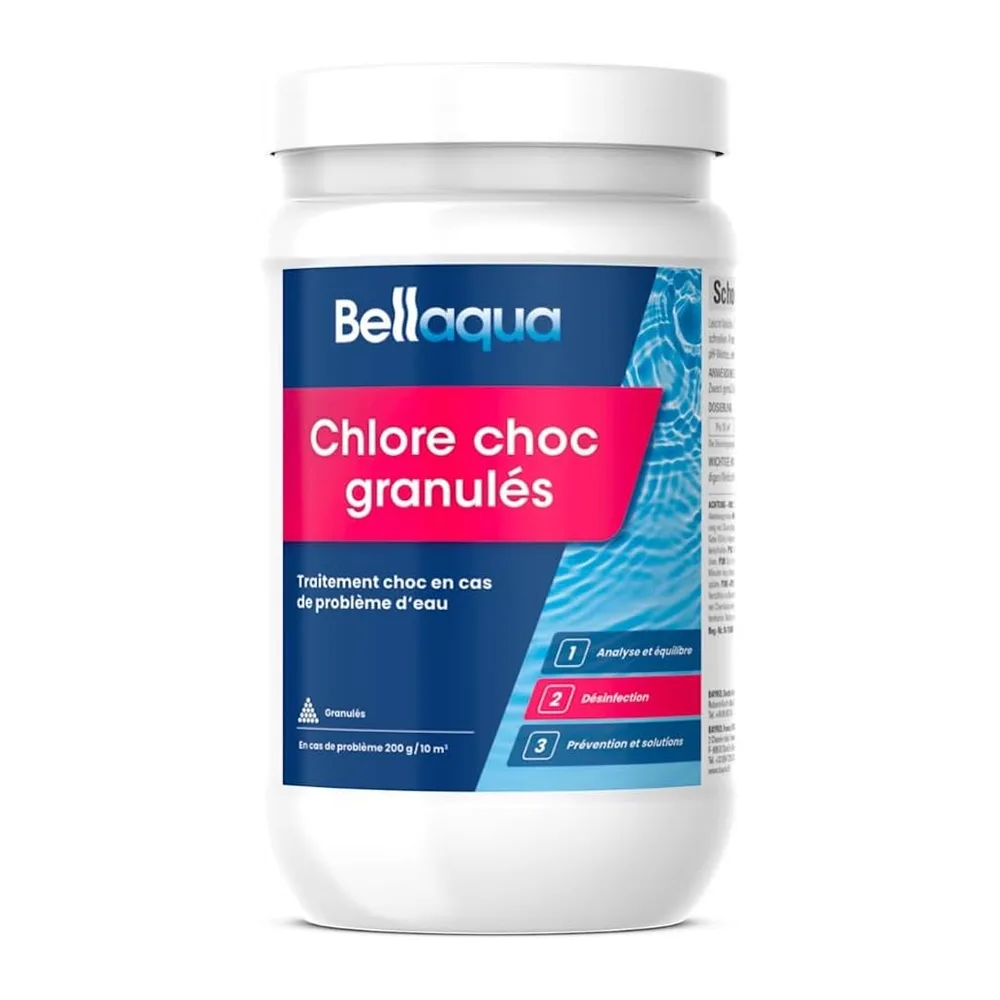 BELLAQUA Chlore Choc Piscine & Spa 1 kg Chlore Rapide & Entretien Régulier