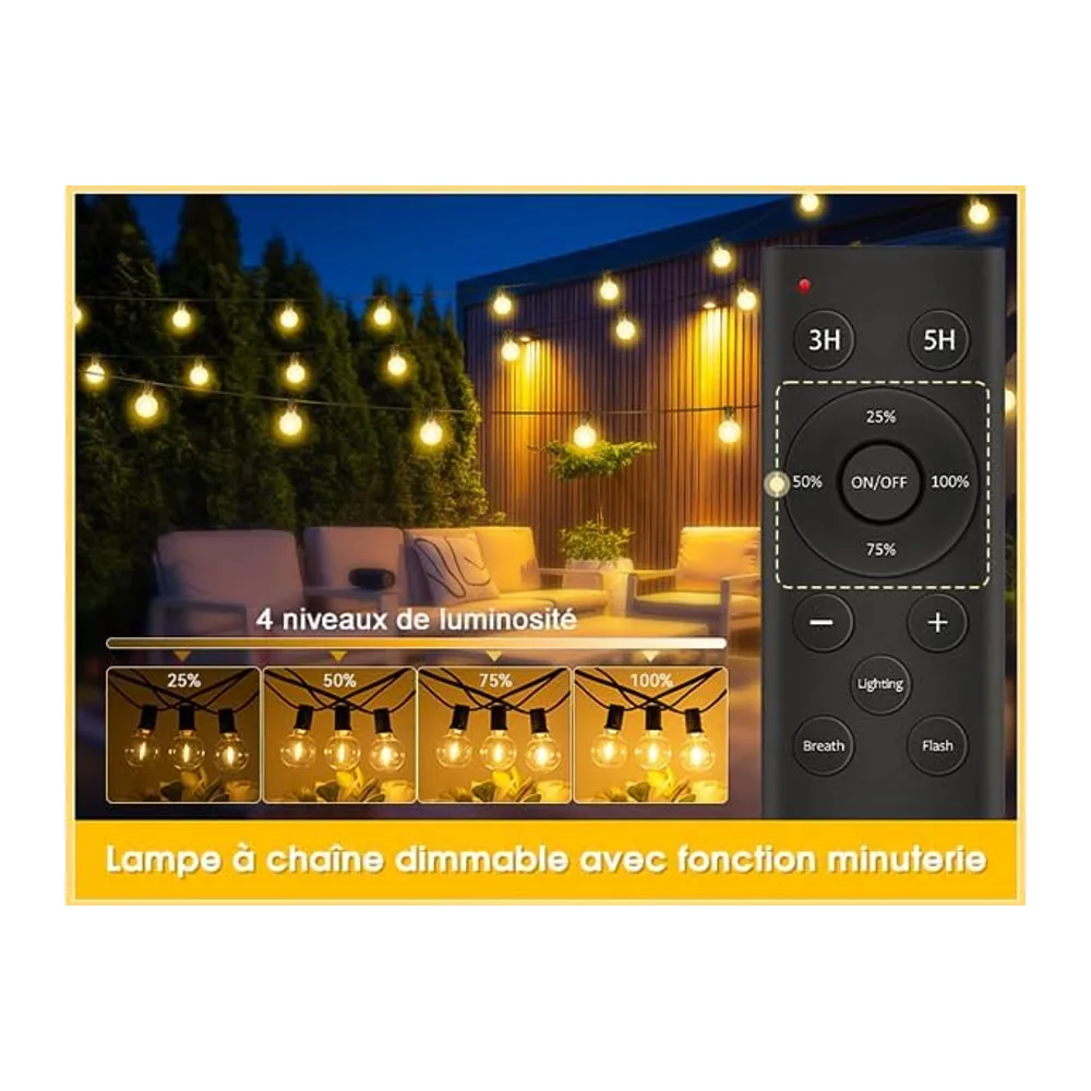 Guirlande Lumineuse Exterieure 30M - Guirlande Guinguette Extérieur