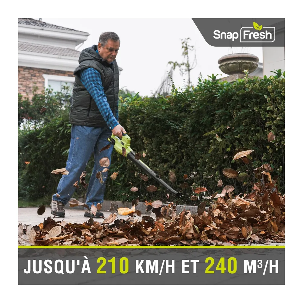 SnapFresh Souffleur Batterie 20V Léger 1,2 kg - Souffleurs de Feuilles sans Fil 210 km/h