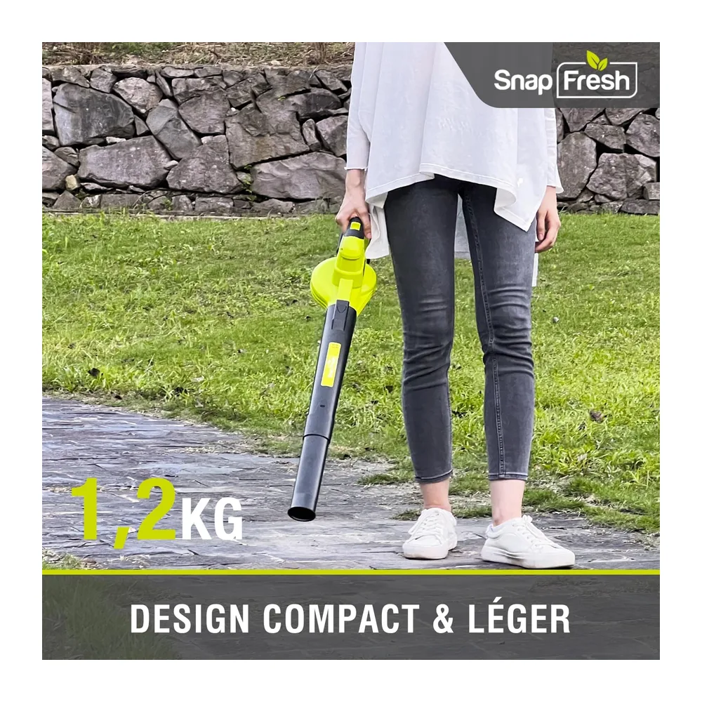 SnapFresh Souffleur Batterie 20V Léger 1,2 kg - Souffleurs de Feuilles sans Fil 210 km/h