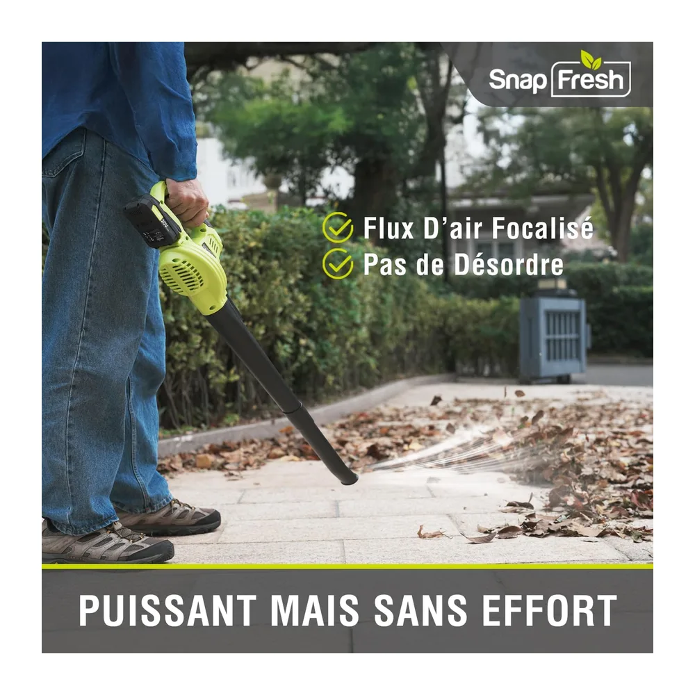 SnapFresh Souffleur Batterie 20V Léger 1,2 kg - Souffleurs de Feuilles sans Fil 210 km/h