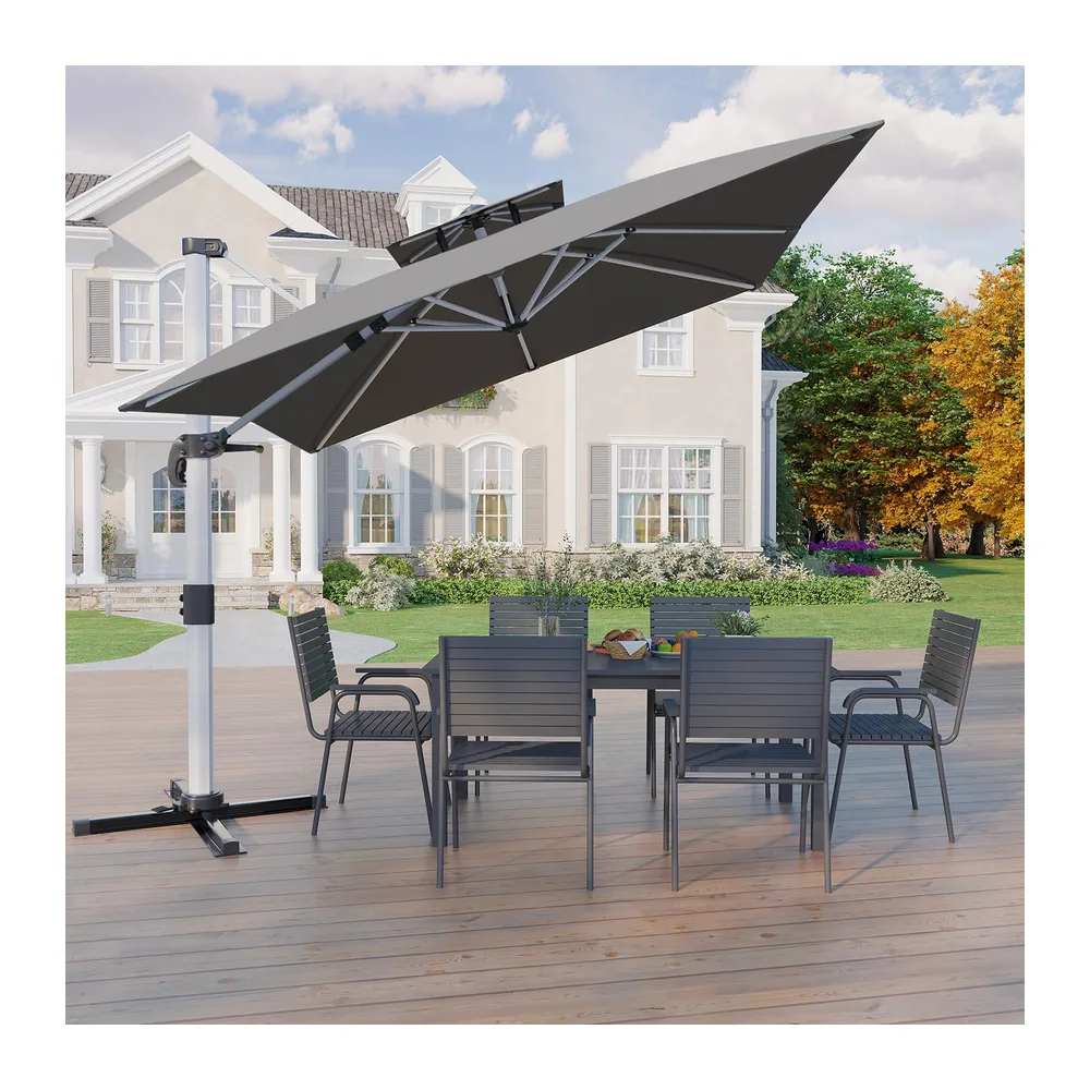 Devoko Parasol Déporté Carré, Canopée Monocouche Parasol de Jardin Extérieur en Aluminium