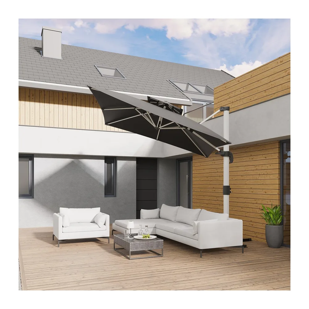 Devoko Parasol Déporté Carré, Canopée Monocouche Parasol de Jardin Extérieur en Aluminium