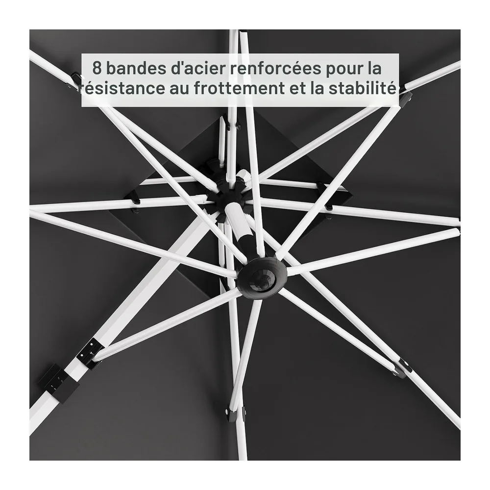 Devoko Parasol Déporté Carré, Canopée Monocouche Parasol de Jardin Extérieur en Aluminium