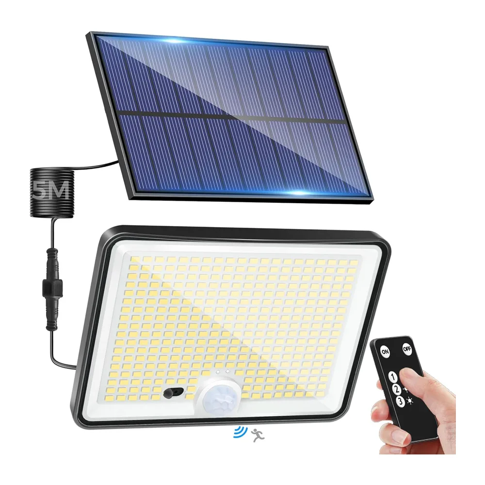 LOTMOS Lampe Solaire Exterieur Detecteur de Mouvement avec Télécommande, 342 LED Lumiere