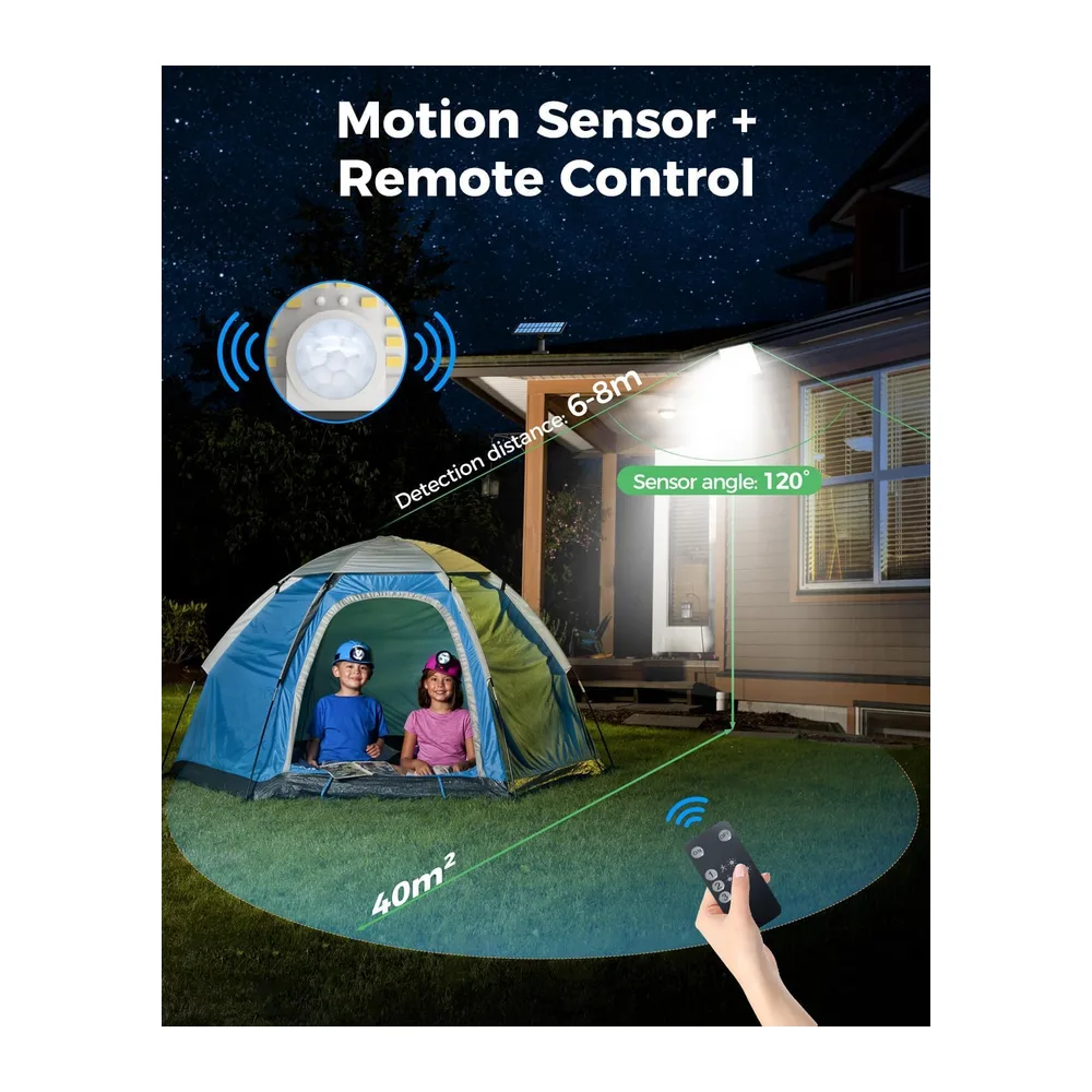 LOTMOS Lampe Solaire Exterieur Detecteur de Mouvement avec Télécommande, 342 LED Lumiere