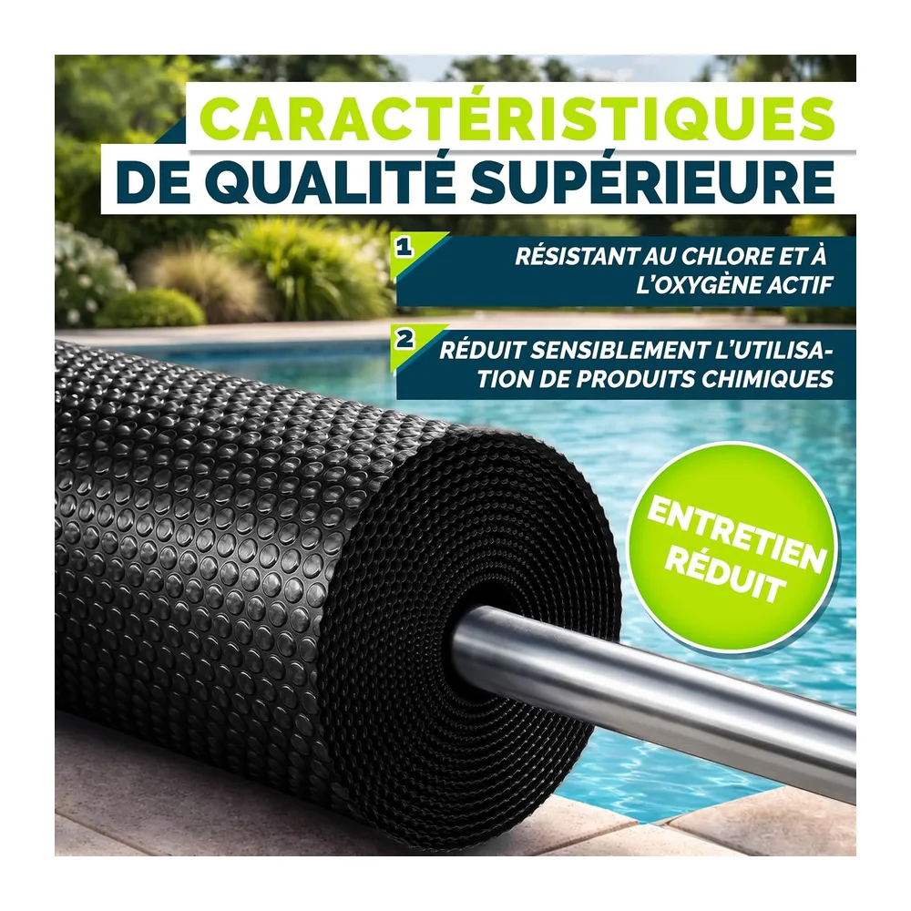 tillvex® Bâche Solaire de Piscine, 400 µm, rectangulaire, 549 x 274 cm, Film Thermique à