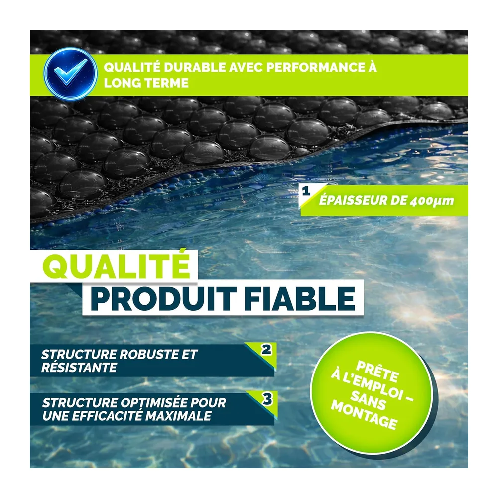 tillvex® Bâche Solaire de Piscine, 400 µm, rectangulaire, 549 x 274 cm, Film Thermique à