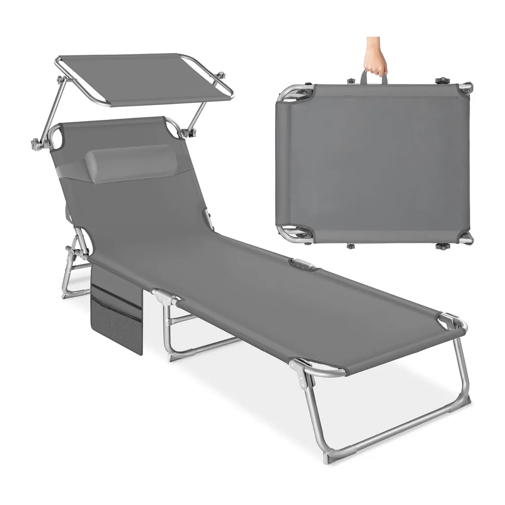tectake® Chaise Longue 190x68x111cm Pliable Réglable sur 4 Positions Résistante aux