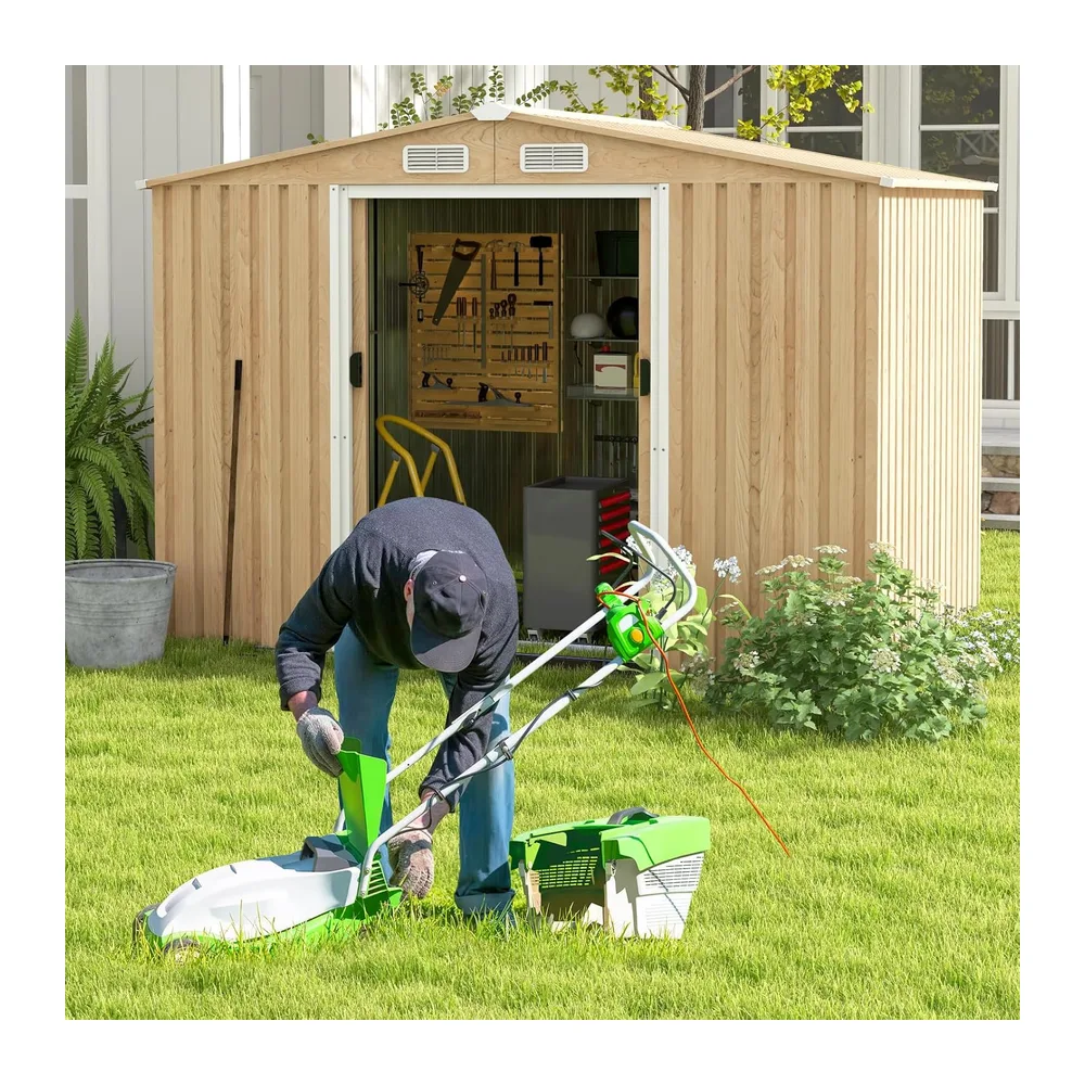 COSTWAY Abri de Jardin 5㎡ en Acier Galvanisé Anti-UV, 259 x 196 x 184 CM, Cabane de