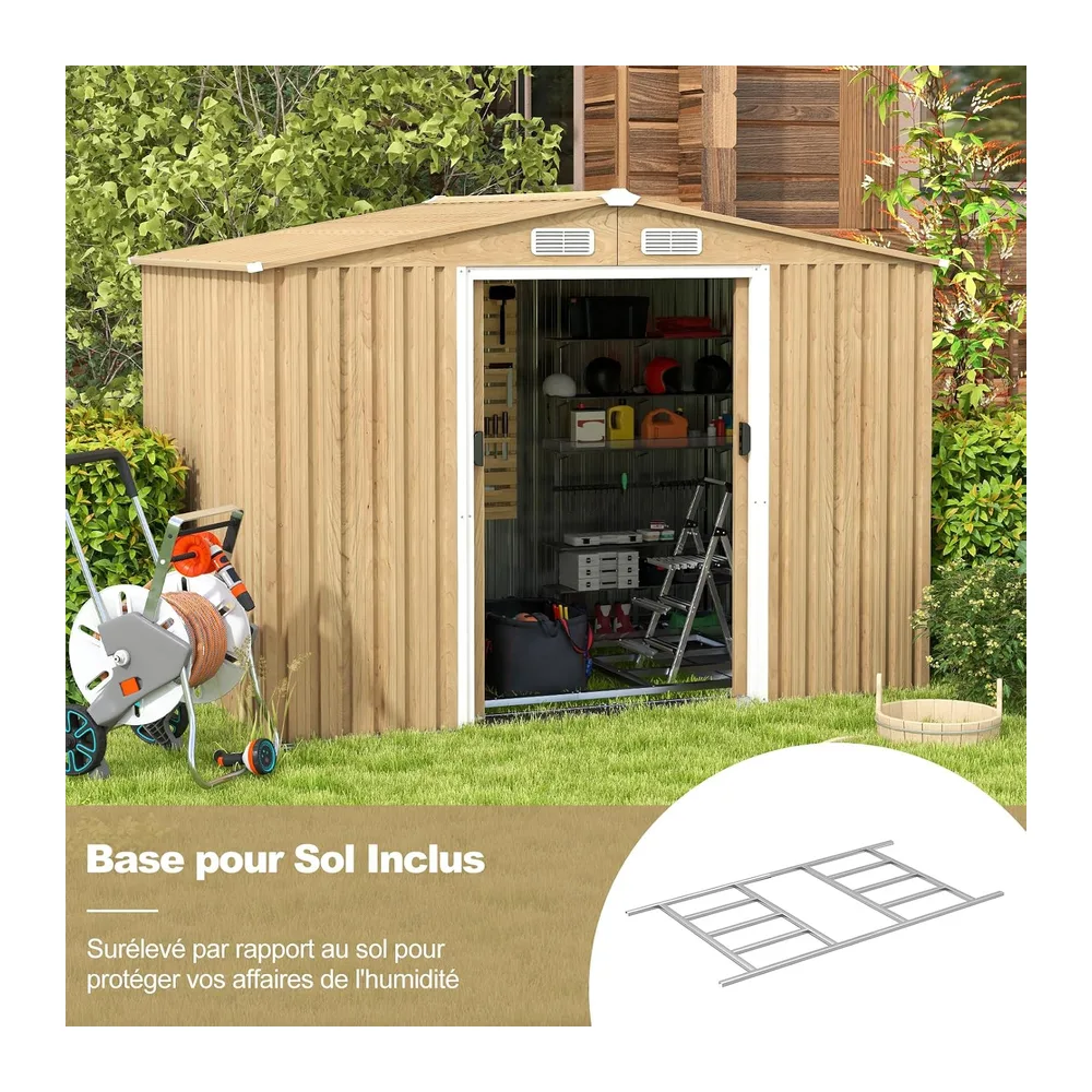 COSTWAY Abri de Jardin 5㎡ en Acier Galvanisé Anti-UV, 259 x 196 x 184 CM, Cabane de