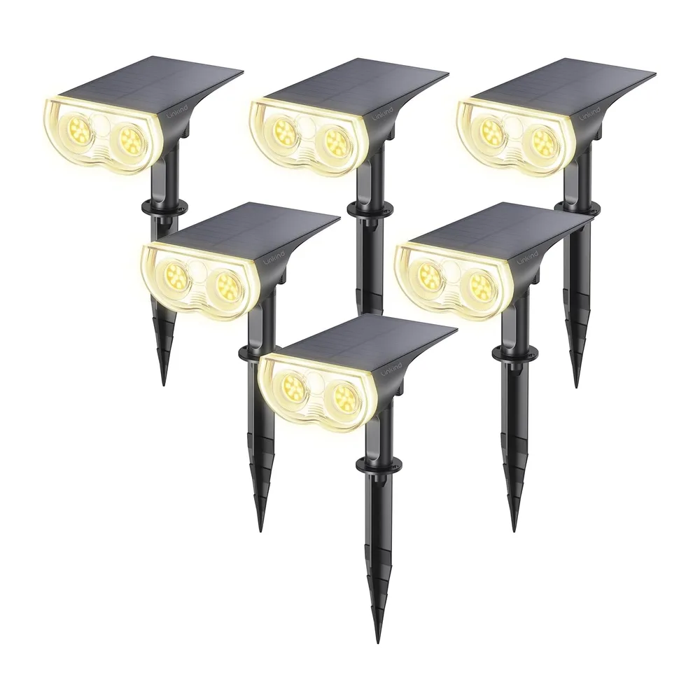 Linkind Lampe Solaire Extérieur 800lm, Spot Solaire 3000K Blanc Chaud, IP65 Étanche