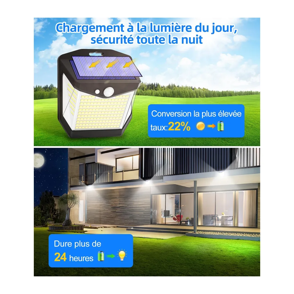 Lampe Solaire Exterieur Détecteur Mouvement - Lumiere LED Solaire Exterieur
