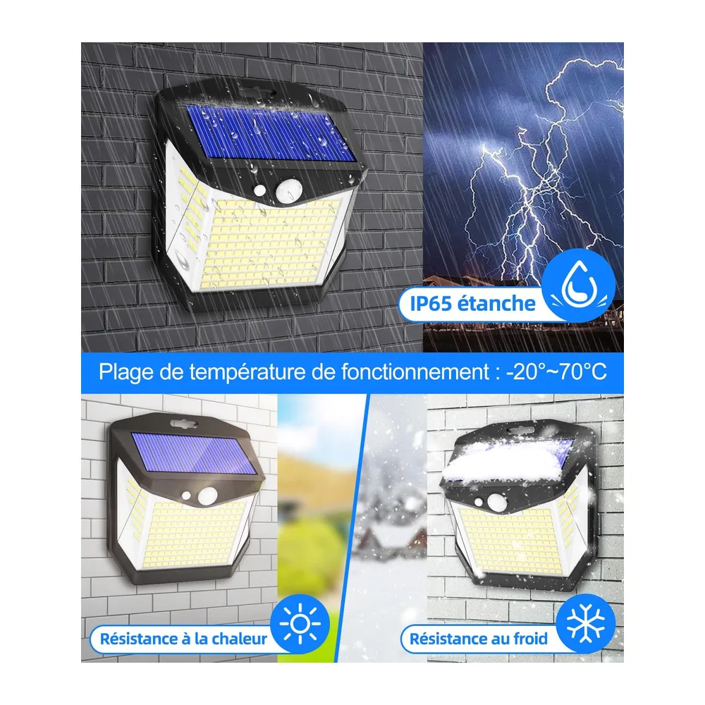 Lampe Solaire Exterieur Détecteur Mouvement - Lumiere LED Solaire Exterieur